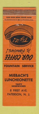 Matchbook Cover - Miebach's Lunch Paterson NJ WEAR ORANGE