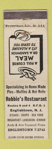 Matchbook Cover - Robbie's Restaurant Englishtown NJ