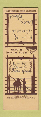 Matchbook Cover - ER Dowd Due Ranch WRITTEN ON SAMPLE
