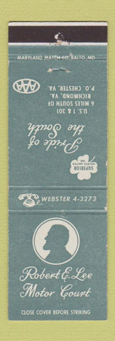 Matchbook Cover - Robert E Lee Motor Court Richmond VA