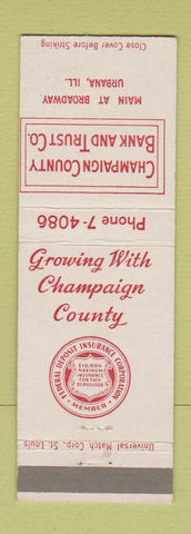 Matchbook Cover - Champaign County Bank and Trust Urbana IL