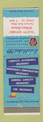 Matchbook Cover - Scotty Withers Insurance Suffolk VA