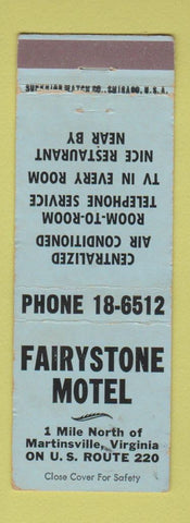 Matchbook Cover - Fairystone Motel Martinsville VA WORN