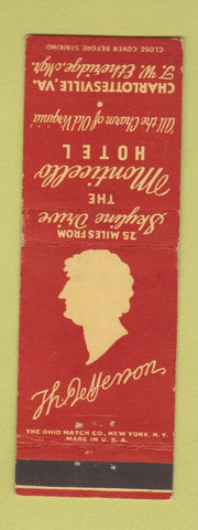 Matchbook Cover - Monticello Hotel Charlottesville VA WEAR