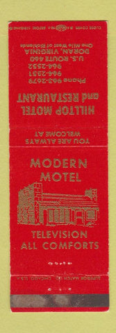 Matchbook Cover - Hilltop Motel Restaurant Doran VA WEAR