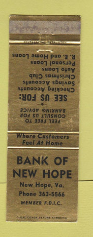 Matchbook Cover - Bank of New Hope VA WEAR