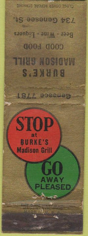 Matchbook Cover - Burke's Madison Grill Genesee