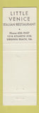 Matchbook Cover - Venice Restaurant Norfolk VA Mama's Italian Kitchen