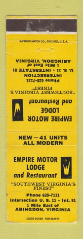Matchbook Cover - Empire Motor Lodge Restaurant Abingdon VA