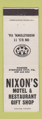 Matchbook Cover - Nixon's Motel Restaurant Middletown VA