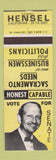Matchbook Cover - George Hensel CA State Senate Election California