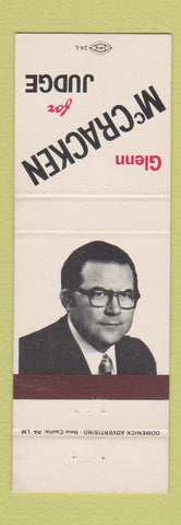 Matchbook Cover - Glenn McCracken for Judge Lawrence County PA