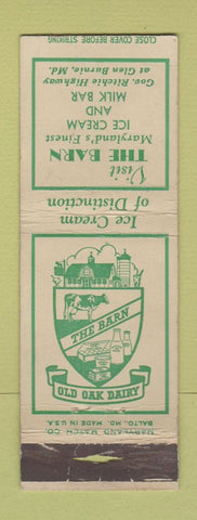 Matchbook Cover - The Barn Glen Burnie MD POOR STRIKER