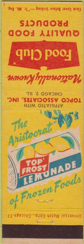 Matchbook Cover - Food Club Top Frost Lemonade frozen