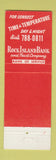Matchbook Cover - Rock Island Bank IL