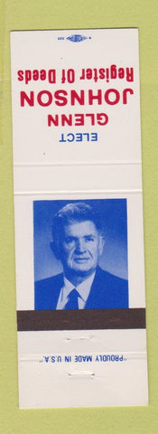 Matchbook Cover - Glenn Johnson Register of Deeds Election