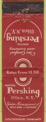 Matchbook Cover - Hotel Pershing Utica NY