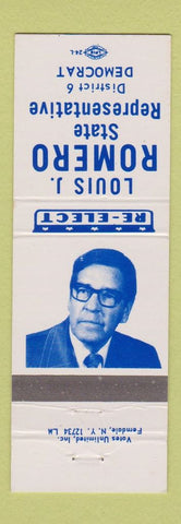 Matchbook Cover - Louis Romero State Rep Election