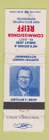 Matchbook Cover - Arthur Reiff Commissioner Election Hamilton OH WORN