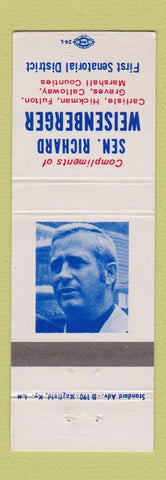 Matchbook Cover - Senator Richard Weisenberger KY Kentucky Mayfield?