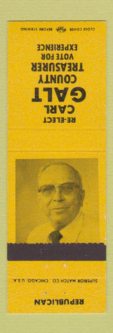 Matchbook Cover - Carl Galt for County Treasurer Election