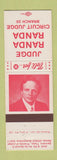 Matchbook Cover - Judge Rudolph Randa Circuit Judge Milwaukee WI