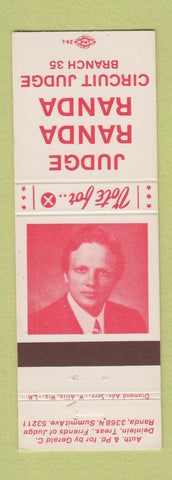 Matchbook Cover - Judge Rudolph Randa Circuit Judge Milwaukee WI