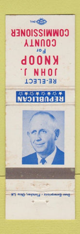Matchbook Cover - John J Knoop County Commissioner Election WEAR
