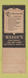 Matchbook Cover - Mason's Seafood Restaurant Norfolk VA
