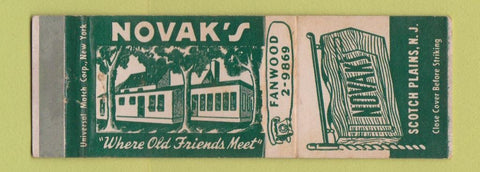 Matchbook Cover - Novak's Restaurant Scotch Plains NY WEAR