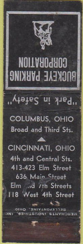 Matchbook Cover - Buckeye Parking Columbus Cincinnati OH Merchants WORN