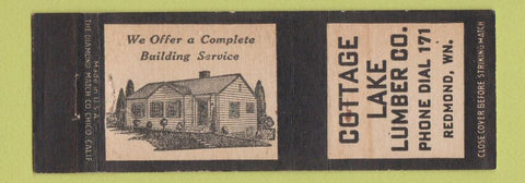 Matchbook Cover - Cottage Lake Lumber Redmond WA