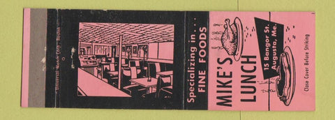 Matchbook Cover - Mike's Lunch Augusta ME