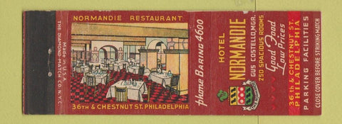 Matchbook Cover - Hotel Normandie Philadelphia PA
