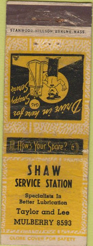 Matchbook Cover - Shaw Service oil gas NO TOWN WORN