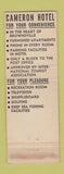 Matchbook Cover - Cameron Hotel Brownsville TX WORN