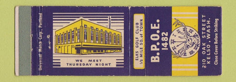 Matchbook Cover - Elks Lodge Kelso WA
