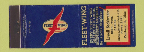 Matchbook Cover - Fleet Wing oil gas Lowell Bockbrader Motel Pemberville OH