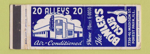 Matchbook Cover - Bowler's Club Forest Park IL