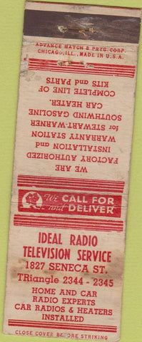 Matchbook Cover - Ideal Radio TV Advance WORN