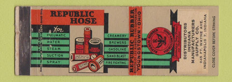 Matchbook Cover - Republic Hose Indianapolis IN WEAR