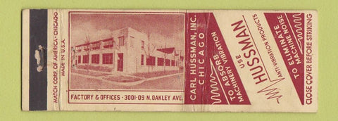 Matchbook Cover - Hussman Anti Vibration Products Chicago IL WEAR
