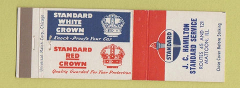 Matchbook Cover - JC Hamilton Standard oil gas Mattoon IL