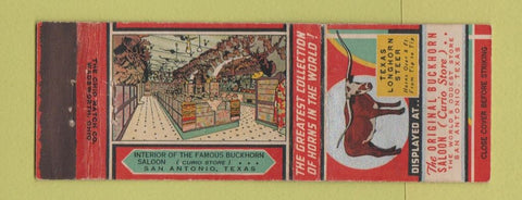 Matchbook Cover - Buckhorn Saloon San Antonio TX