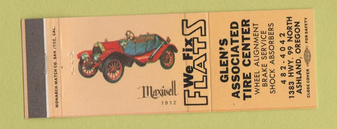 Matchbook Cover - Glen's Associated Tire Center Ashland OR