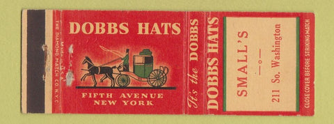 Matchbook Cover - Dobbs Hats Small's Lansing MI