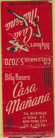 Matchbook Cover - Casa Manana New York City girlie BOBTAIL