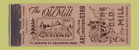 Matchbook Cover - The Old Mill Arlington MA