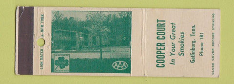Matchbook Cover - Cooper Court Gatlinburg TN low phone # WEAR