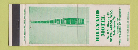 Matchbook Cover - Hillyard Motel North Afton WY low phone #